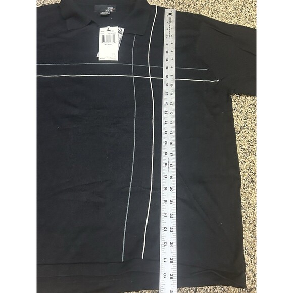 Spring + Mercer‎ Black Collared Polo Long Sleeve Geometric Shirt Pullover XL - Picture 3 of 5